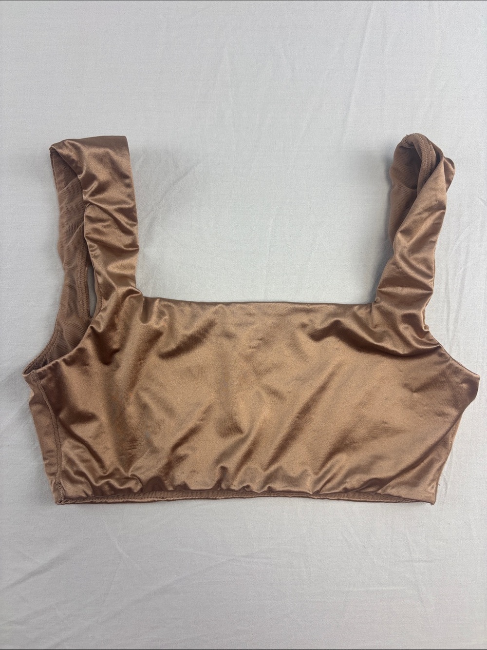 Skims Satin Stretch Square-Neck Bralette in Bronze